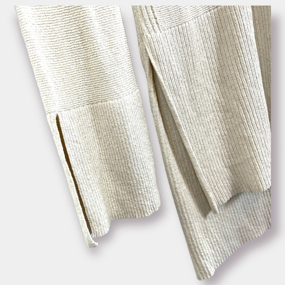 Free People Tunic Sweater Boho Criss Cross Side Slit Knit Cream Size Small - Picture 5 of 6